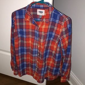 Red/blue flannel button down